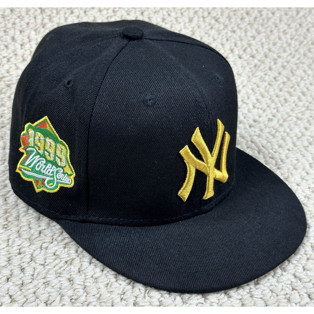 New York Yankees Hat New Era 59fifty Fitted 7-5/8 Gold Logo 1999 World Series